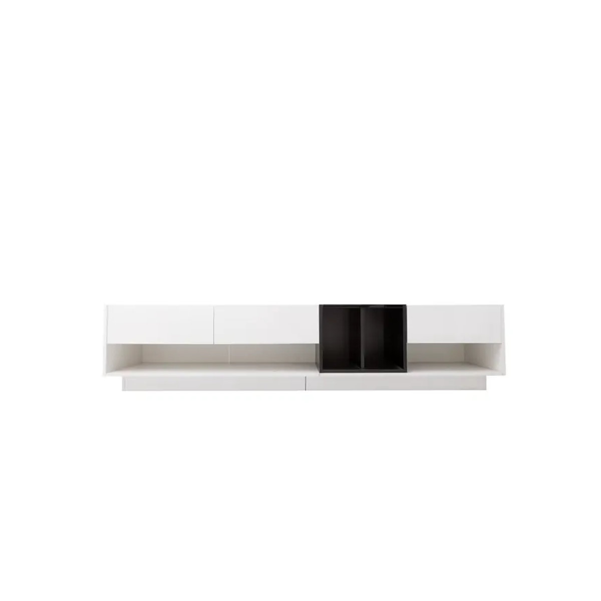PINGGO Lowboard TV-Ständer in modernem Farbblock-Design Weiß und Schwarz aus Holzwerkstoff - Bild 2