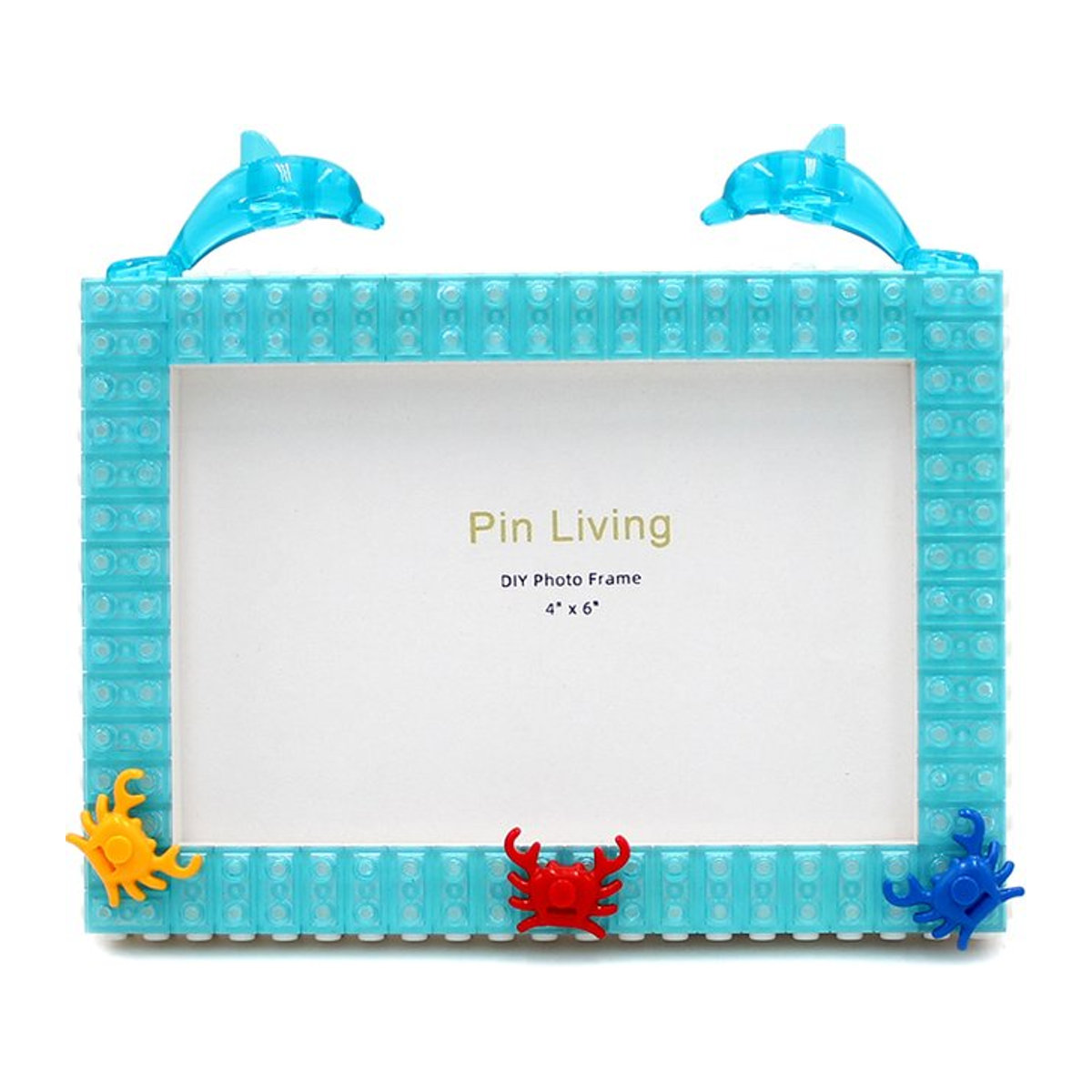 Pinliving DIY-Baustein-Fotorahmen Delfin Tischdekoration Blau - Bild 1