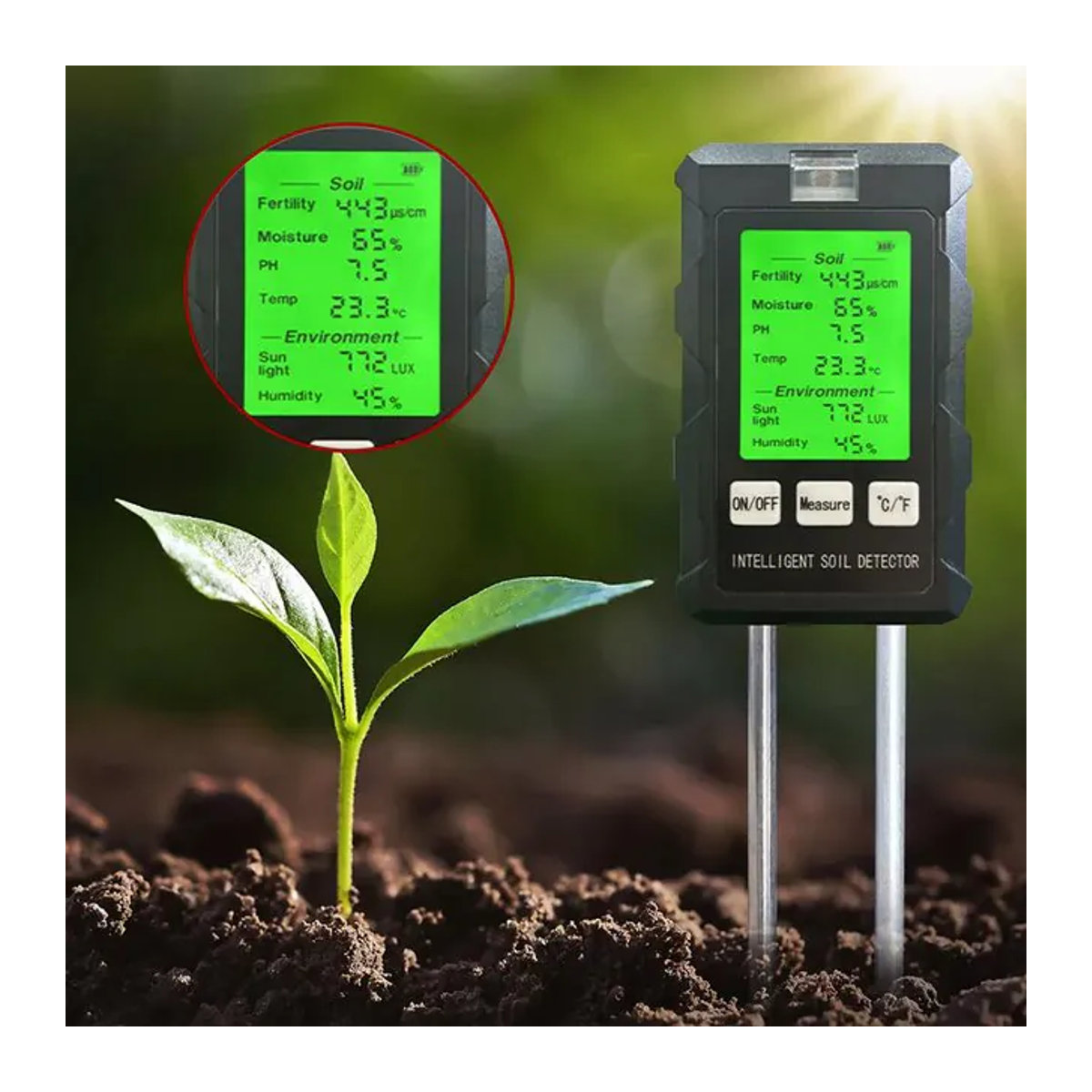 PINTUDY 6-in-1 Boden-pH-Tester zur Messung von Feuchtigkeit, Nährstoffen und Licht für dein Pflanzenwachstum - Bild 1
