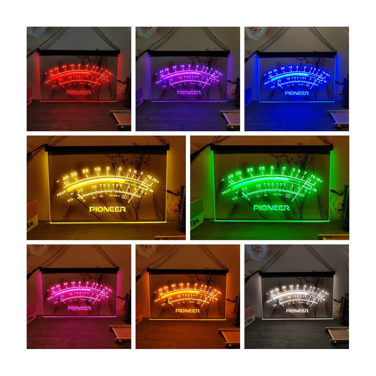 Pioneer Peak VU dB LED-Neonschild in Blau, 3D-Schnitzwandkunst aus Kunststoff für dein Zuhause, Büro oder Schlafzimmer im Landhausstil - Bild 2
