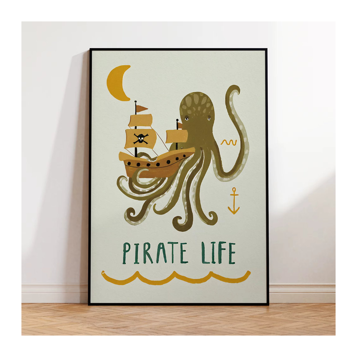 Piratenleben von Little Peach And Pip Retro-Wandkunstdruck als mehrfarbiges Leinwandgemälde im Vintage-Stil für Kinder und Wohnräume - Bild 2