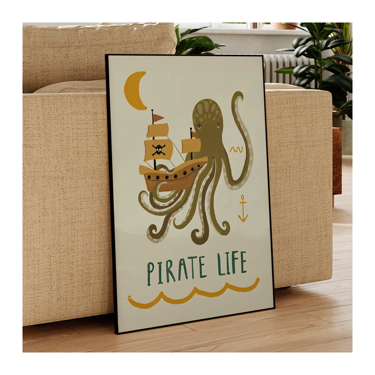 Piratenleben von Little Peach And Pip Retro-Wandkunstdruck als mehrfarbiges Leinwandgemälde im Vintage-Stil für Kinder und Wohnräume - Bild 3