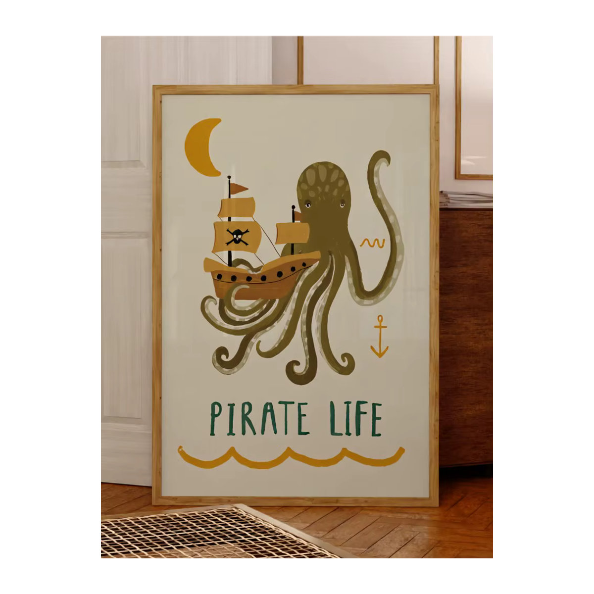 Piratenleben von Little Peach And Pip Retro-Wandkunstdruck als mehrfarbiges Leinwandgemälde im Vintage-Stil für Kinder und Wohnräume - Bild 5