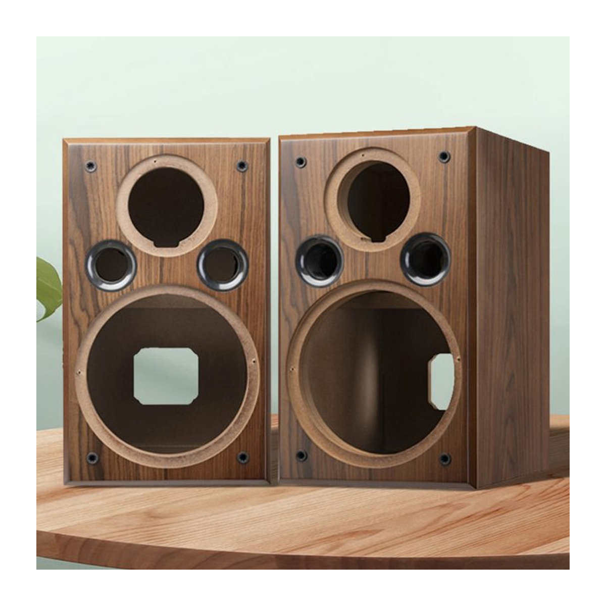 PIVASY 2er Set DIY Lautsprechergehäuse 8 Zoll aus 36mm MDF mit Walnuss Furnier in Braun - Bild 1