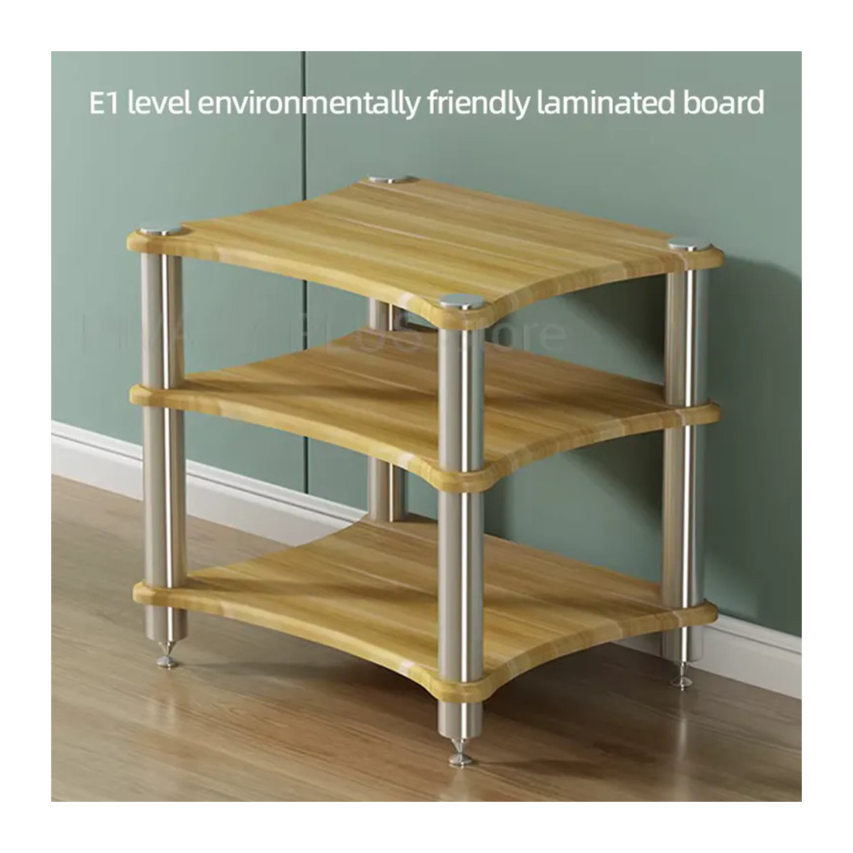 PIVASY Audio Rack aus Edelstahl mit Anti-Vibrations-Spikes für Verstärker und Kopfhörer, 1-4-lagig, Silber/Weiß - Bild 3