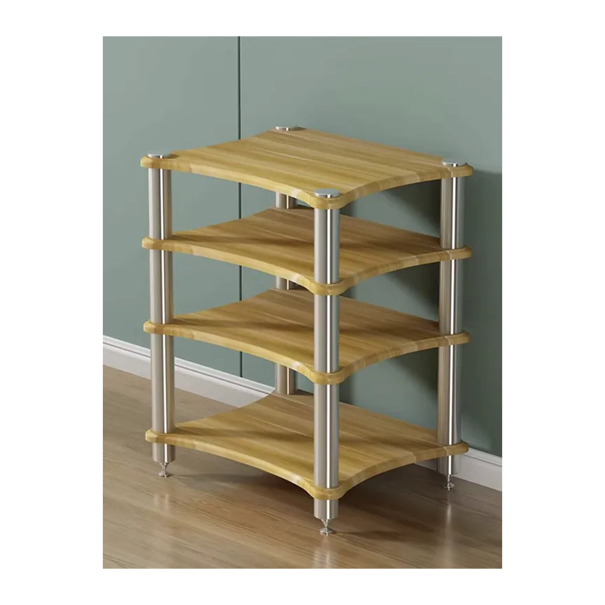 PIVASY Audio Rack aus Edelstahl mit Anti-Vibrations-Spikes für Verstärker und Kopfhörer, 1-4-lagig, Silber/Weiß - Bild 7