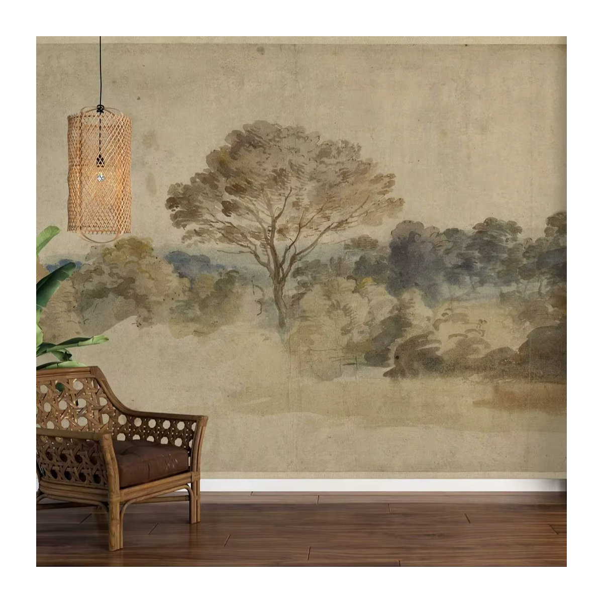 Pixel&Wall Vintage Wandbild Baum Motiv in Beige als Tapete für deine Heimdekoration - Bild 4