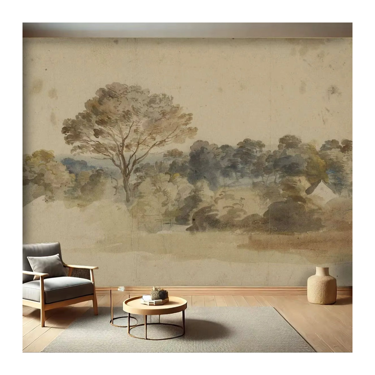Pixel&Wall Vintage Wandbild Baum Motiv in Beige als Tapete für deine Heimdekoration - Bild 5