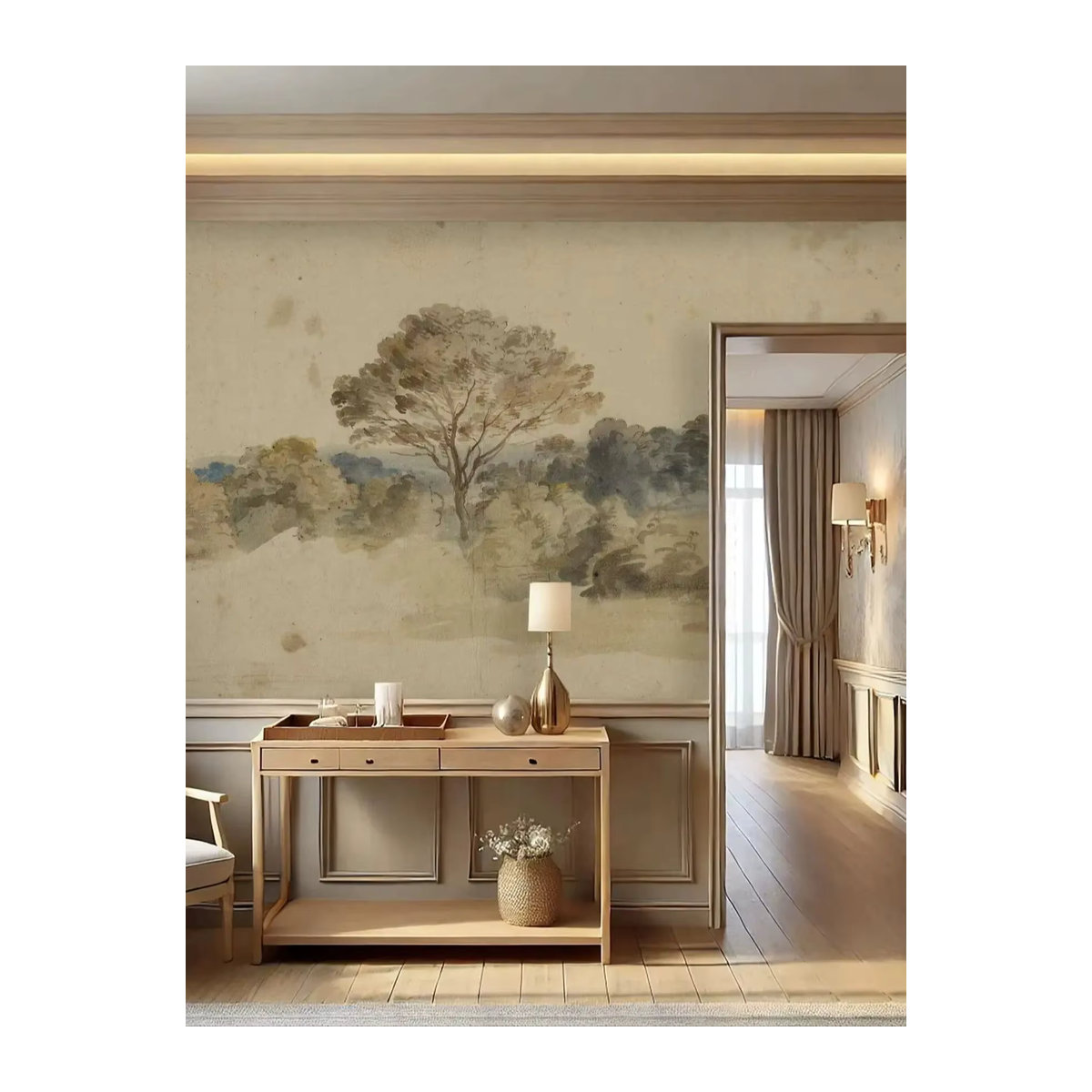 Pixel&Wall Vintage Wandbild Baum Motiv in Beige als Tapete für deine Heimdekoration - Bild 6