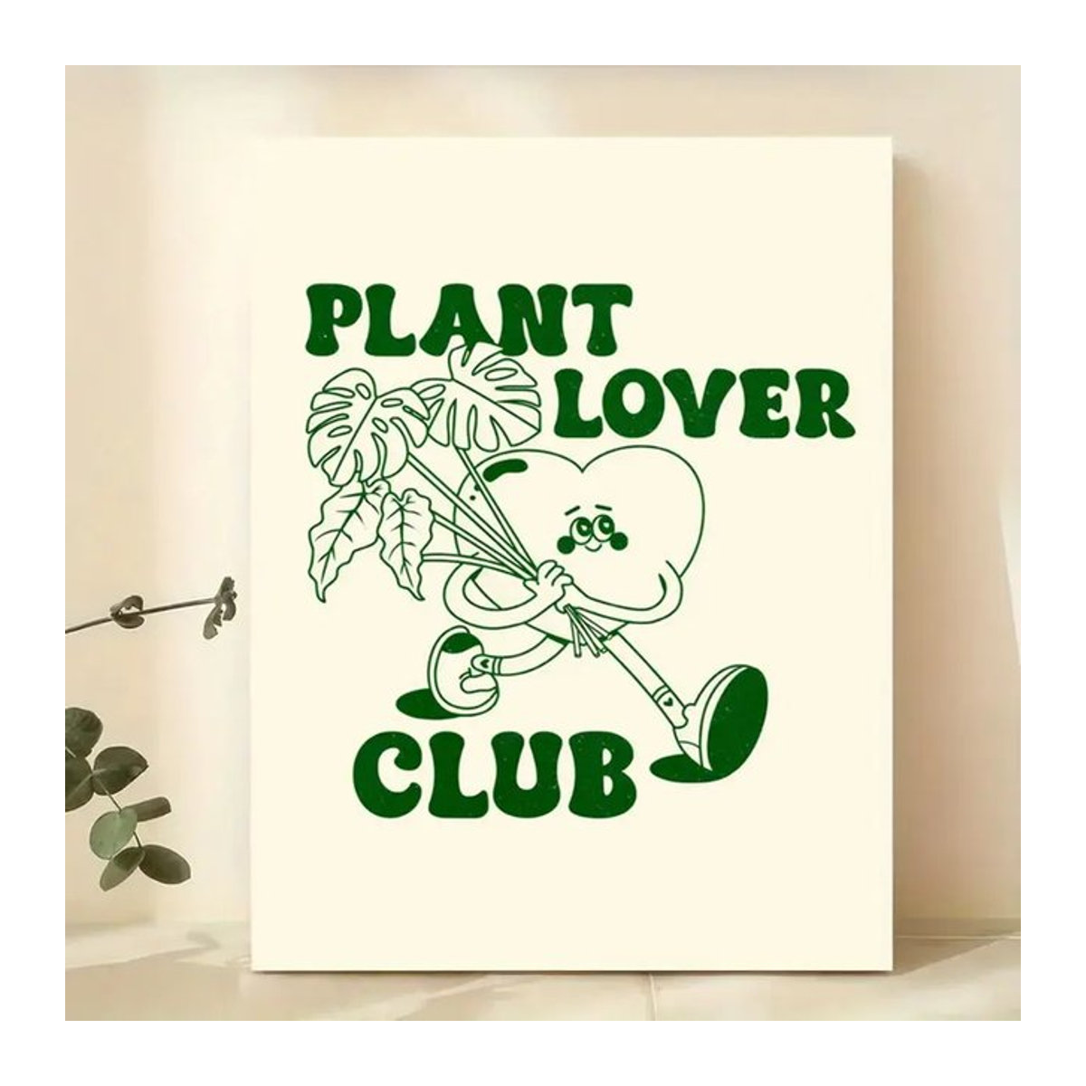 Plant Lover Club Botanischer Leinwandkunstdruck Floral Bohemian in Grün Hochformat Rahmenlos - Bild 1