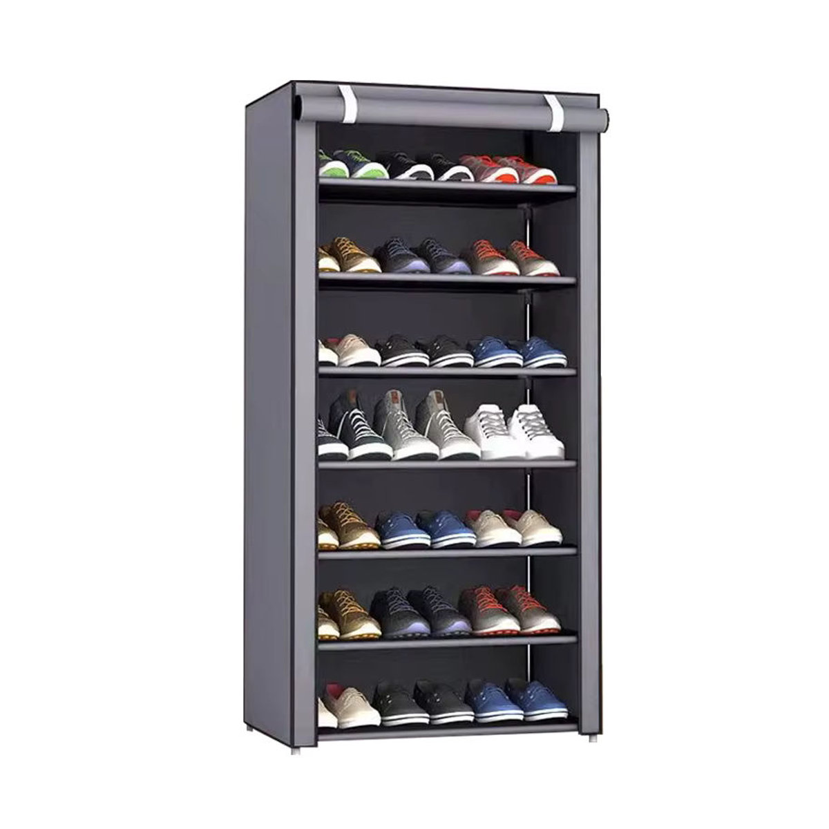 Platzsparender 8-lagiger Schuhschrank-Organizer aus Stoff in Grau mit staubdichtem Vliesstoff-Regal - Bild 2