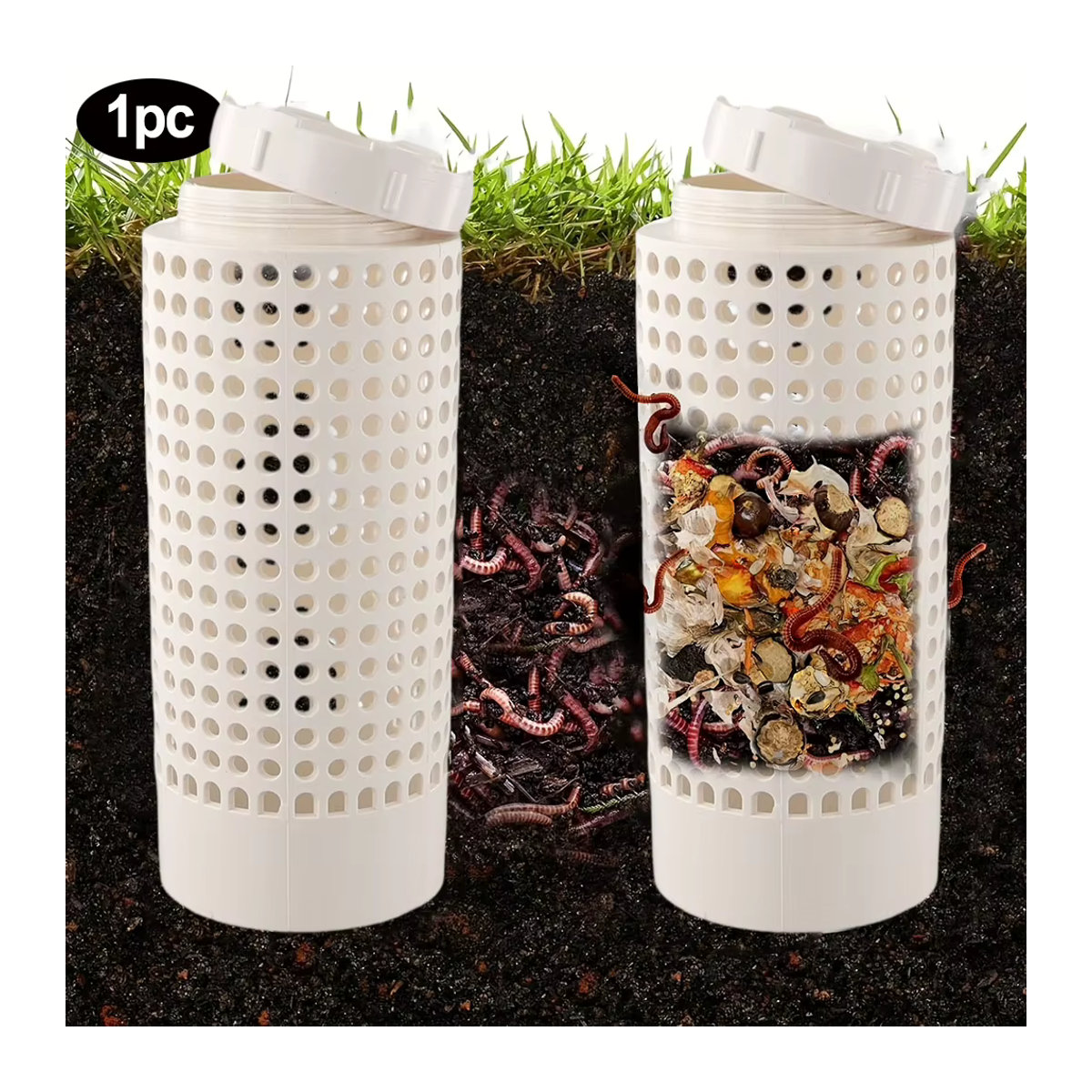 Platzsparender Insektenkomposter aus Kunststoff für den Garten in Weiß - Bild 4