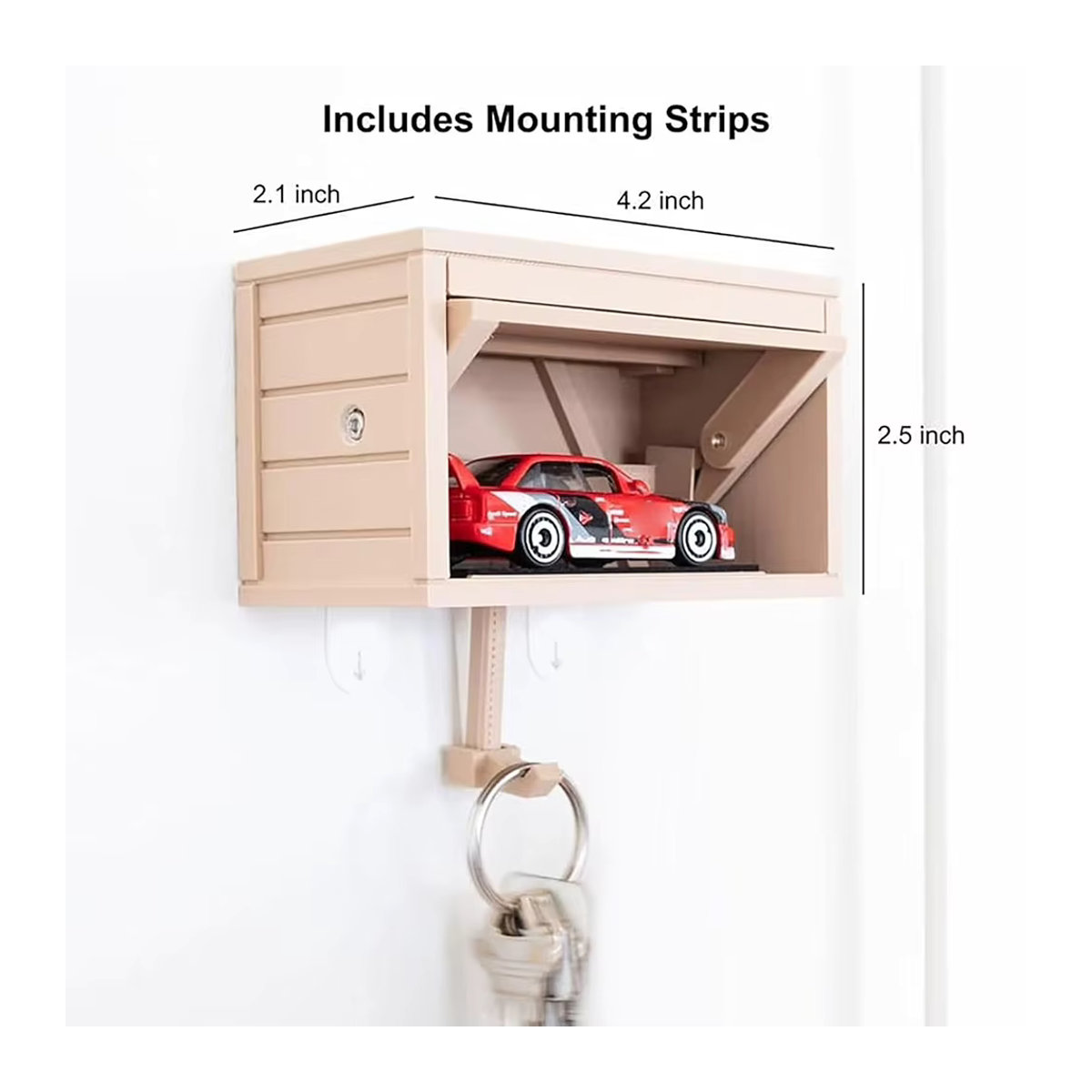 Platzsparender Schlüsselhalter aus Holz für die Wand in Braun und Mehrfarbig mit Haken zur Wanddekoration - Bild 4