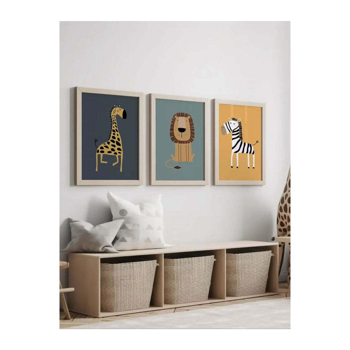 Playroo 3er-Set Safari Wandkunst für das Kinderzimmer mit bunten Dschungeltieren im Bohemian-Stil, mehrfarbig - Bild 5