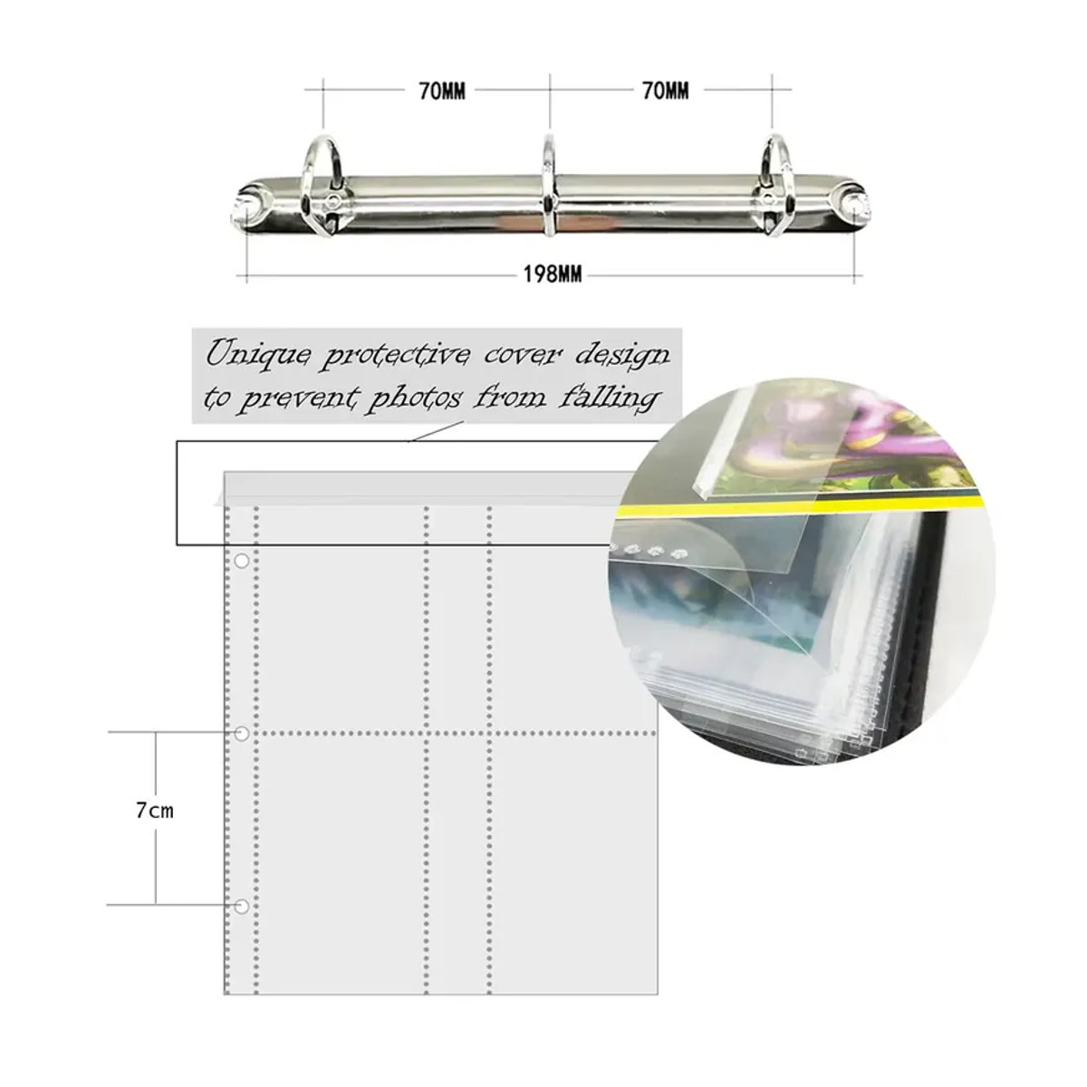 Plrbok 10 Stück Klare Nachfüllhüllen für 3-Loch-Ringbinder in den Formaten A5, 1/2, 1/4 sowie 4x6 und 10x15 cm für Fotoalben und Notebooks - Bild 2