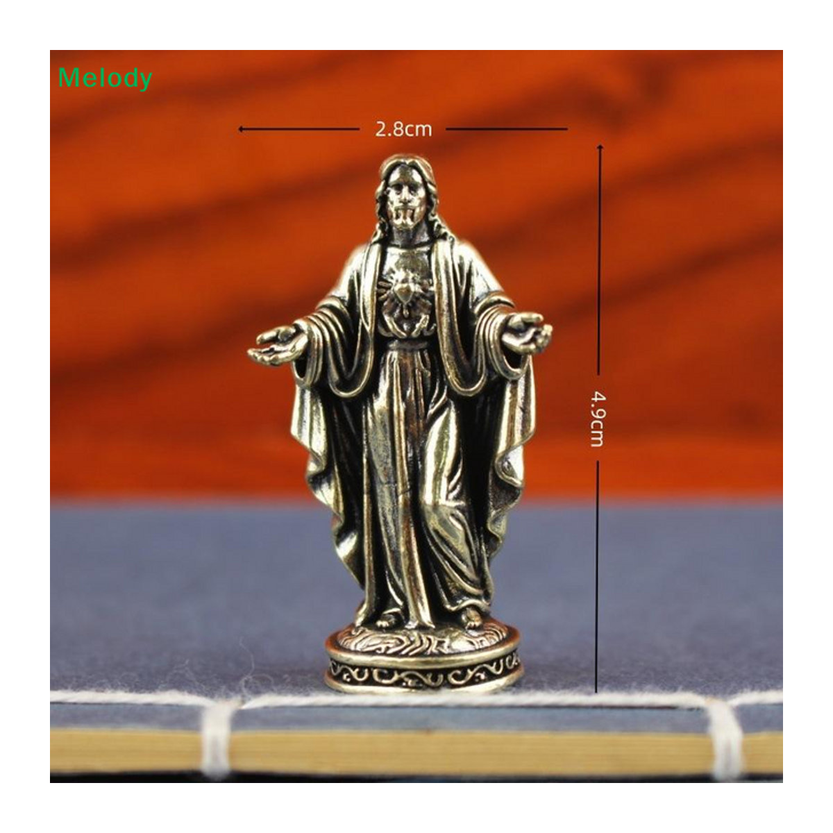 PlumHOME Mini Jesus Statue aus Messing in Gold, Vintage religiöse Figur für deine Dekoration, Höhe: 4,9 cm - Bild 1