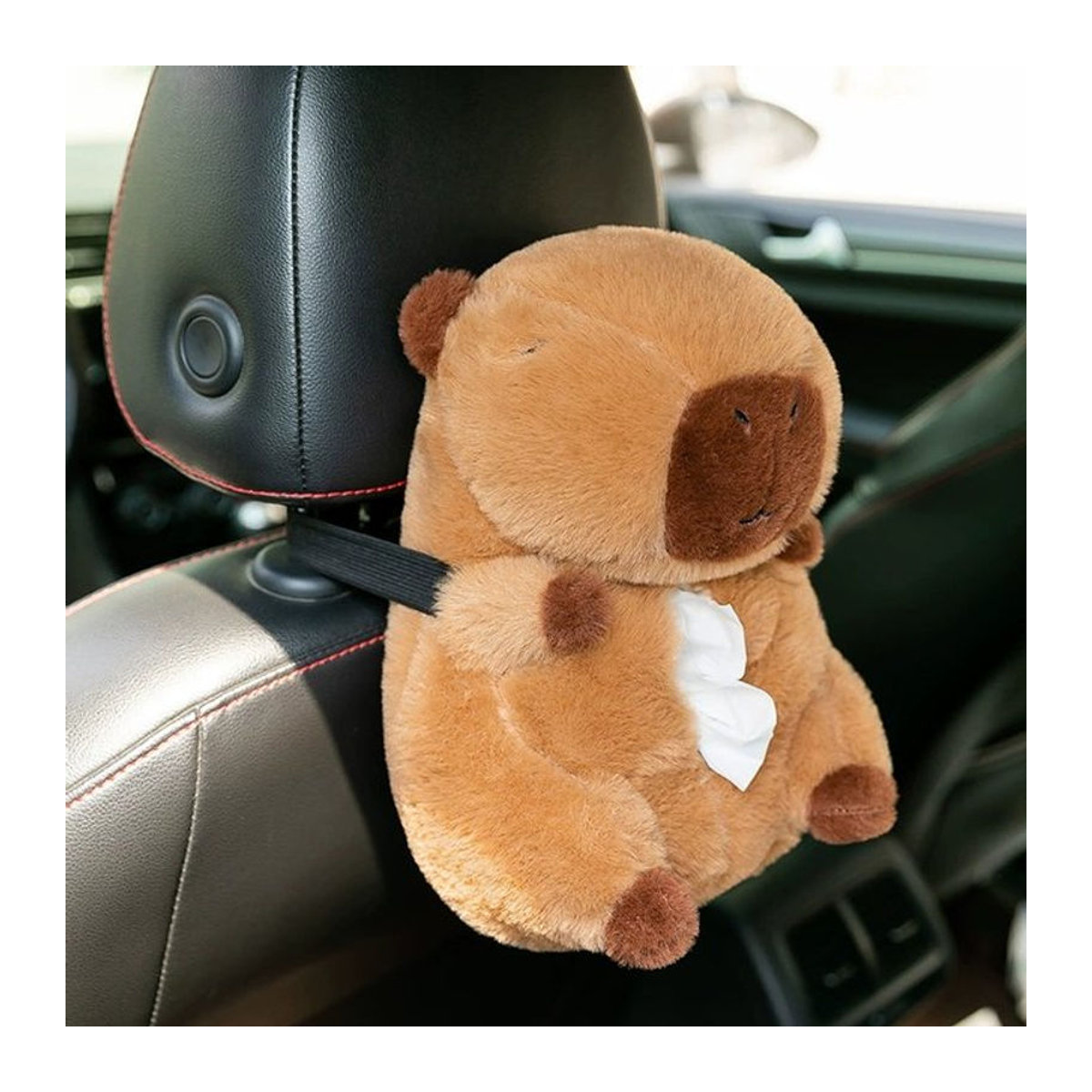 Plüsch Taschentuchbox Capybara Cartoon Organizer für die Auto-Armlehne in Braun - Bild 1
