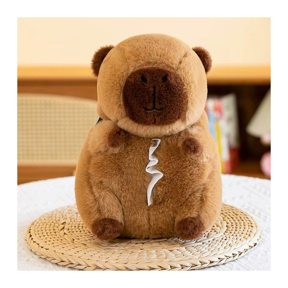 Plüsch Taschentuchbox Capybara Cartoon Organizer für die Auto-Armlehne in Braun - Bild 5