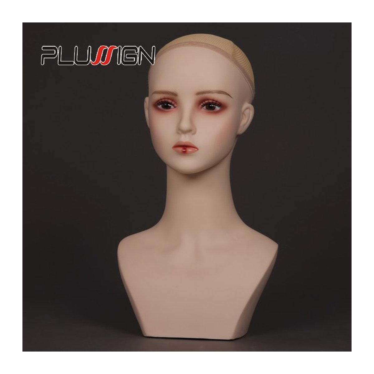 Plussign Schaufensterpuppen Kopf Beige mit realistischer weiblicher Optik und kleinen Lippen für Perücken-Display - Bild 1