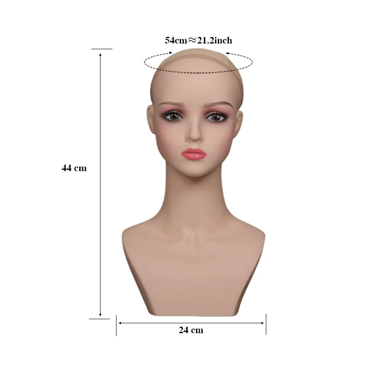 Plussign Schaufensterpuppen Kopf Beige mit realistischer weiblicher Optik und kleinen Lippen für Perücken-Display - Bild 3