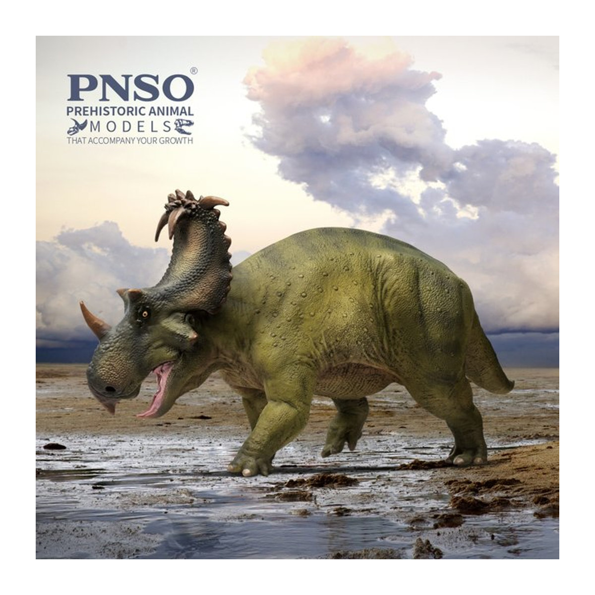 PNSO Prähistorisches Dinosauriermodell Coronosaurus Russo in Grün - Bild 1