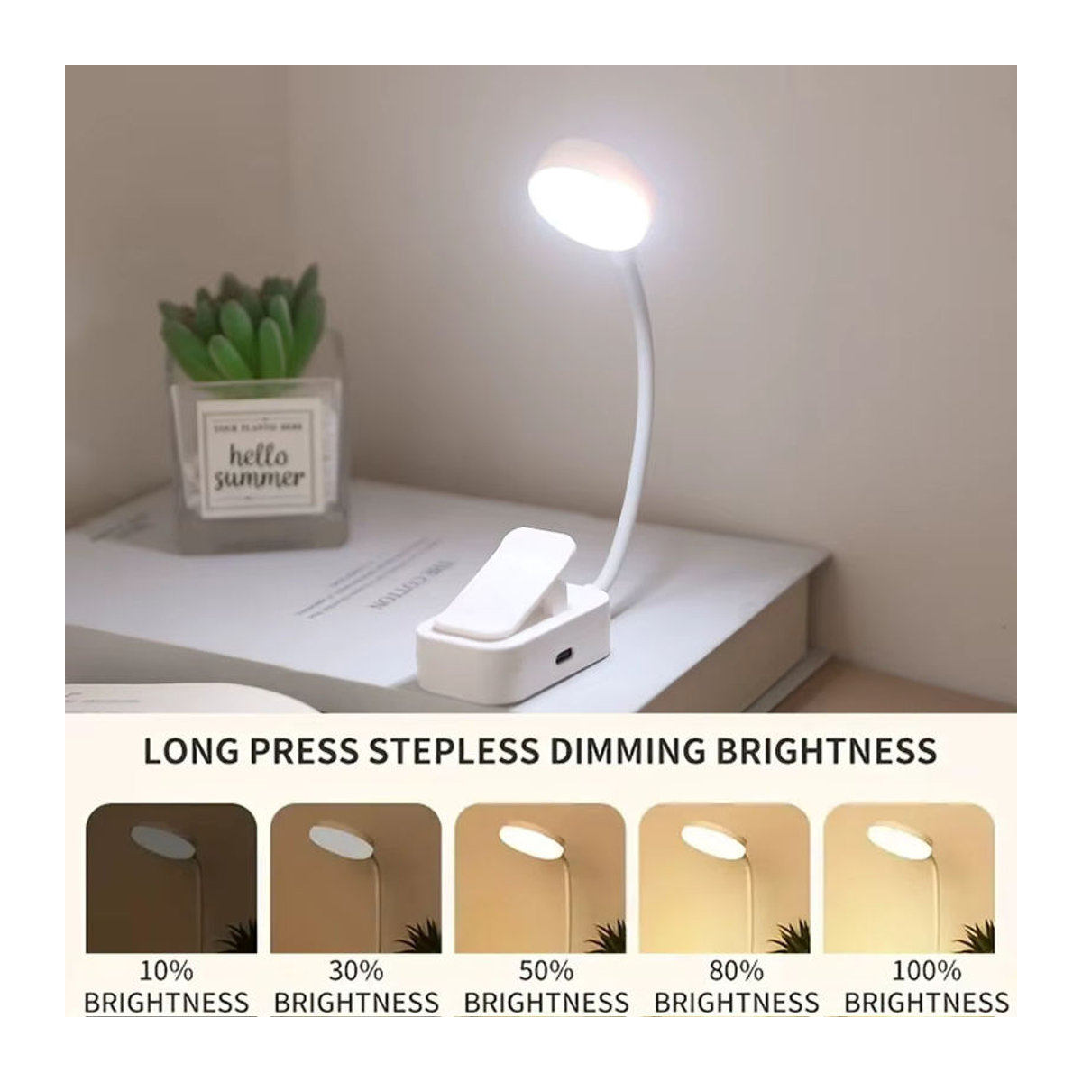 POCKETMAN Mini LED Buchlampe mit Clip und stufenloser Dimmung, USB wiederaufladbare Nachtlampe in 3 Lichtfarben - Bild 2