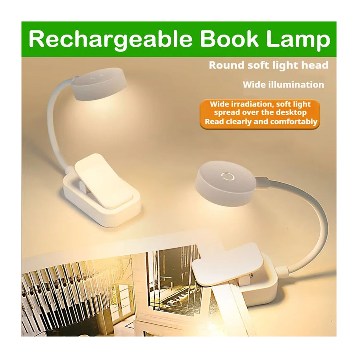 POCKETMAN Mini LED Buchlampe mit Clip und stufenloser Dimmung, USB wiederaufladbare Nachtlampe in 3 Lichtfarben - Bild 3