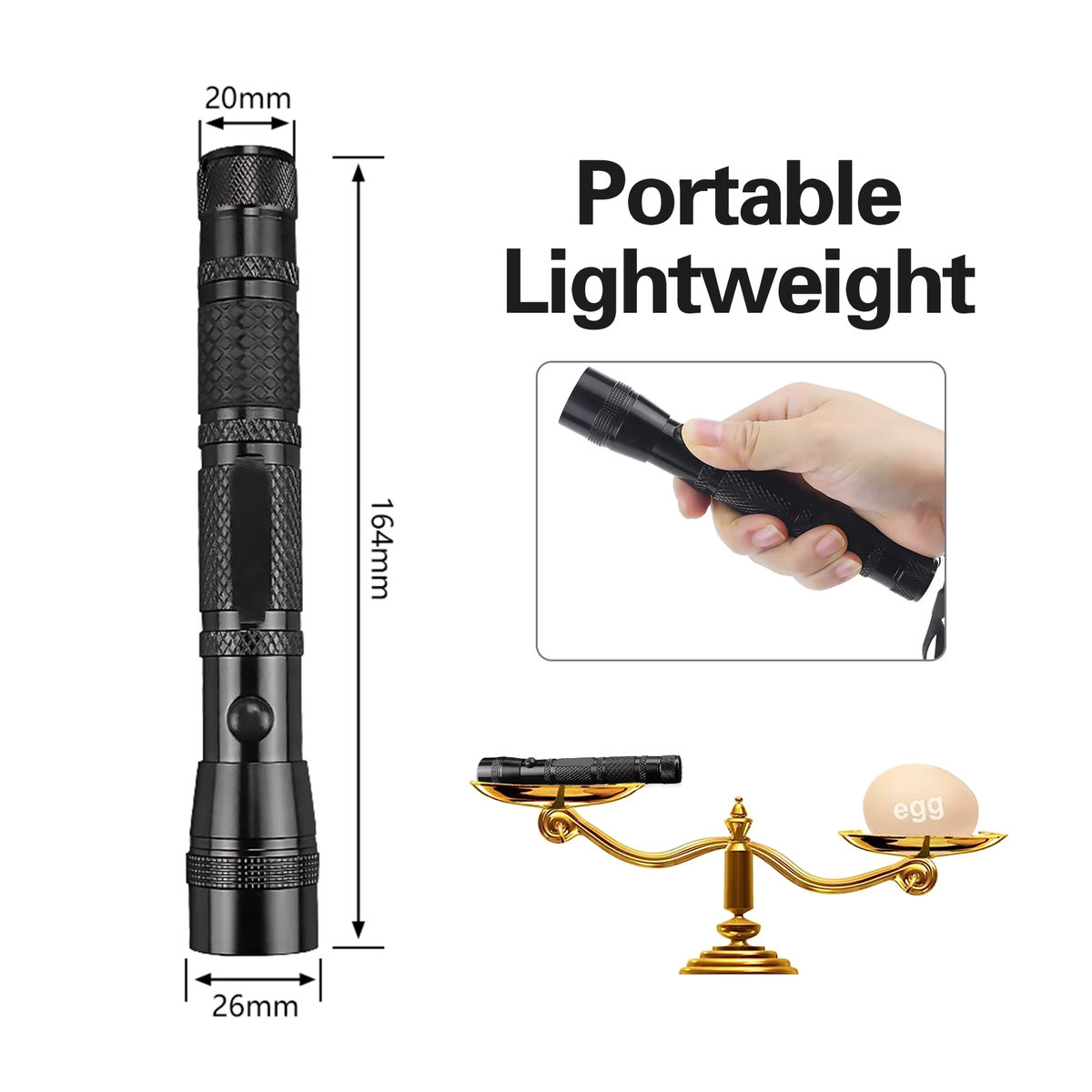POCKETMAN Mini-Taschenlampe wasserdicht mit AA-Batterie für Wandern und Reisen - Bild 3