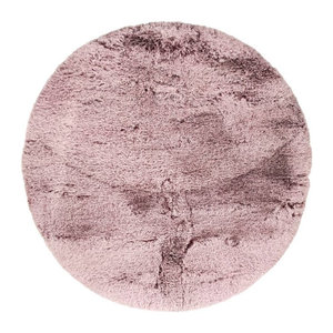 POCO Fellimitat Maya Teppich in Beere, Farbe: Rot/Rosa, Durchmesser: 120 cm