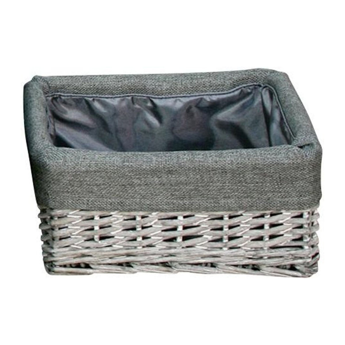 POCOline Aufbewahrungskorb aus Rattan und Textil in Grau, rechteckig, B/H/L: 18 x 24 x 12 cm - Bild 1