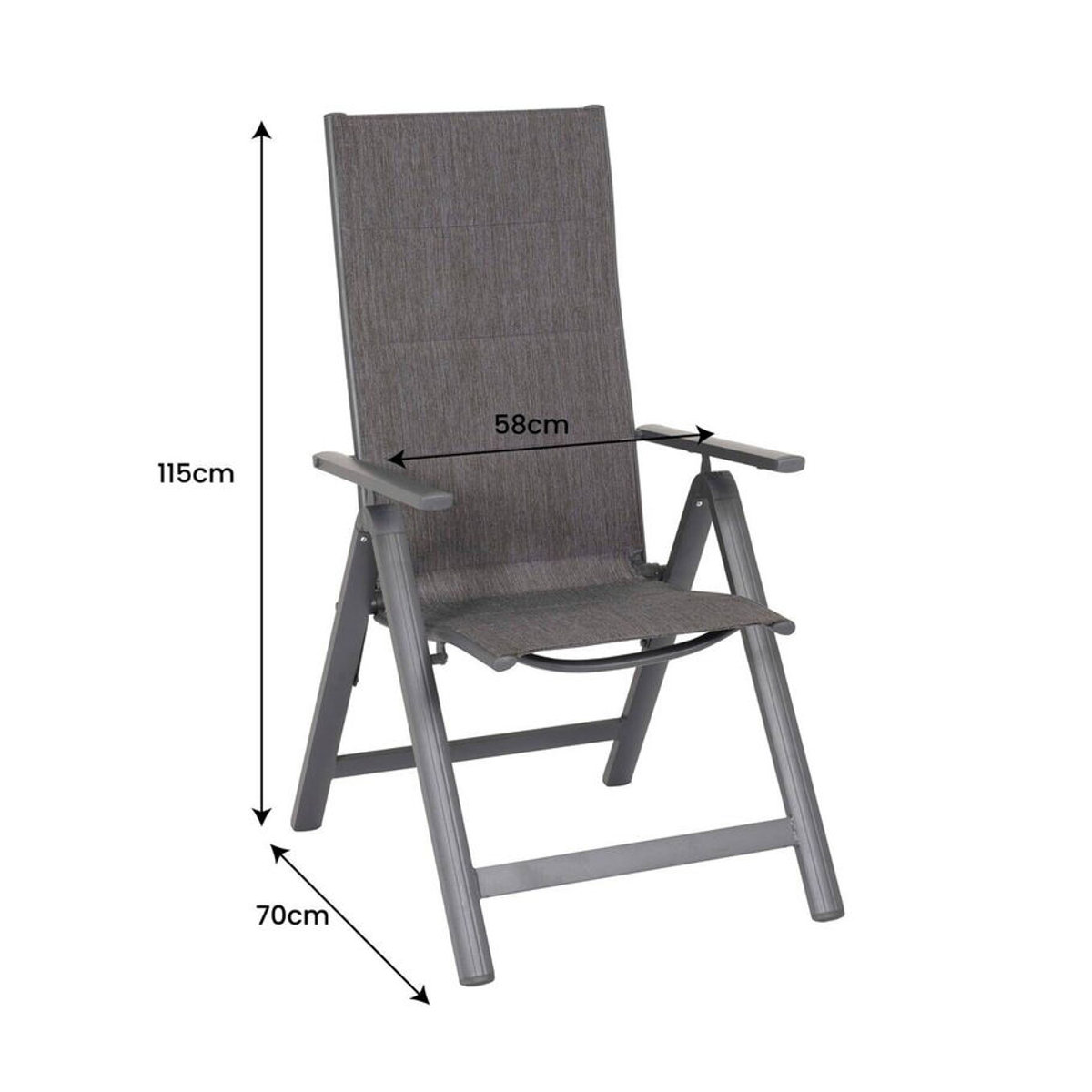POCOline Klappsessel Boston Anthrazit aus Aluminium und Stoff B/H/T: 70 x 115 x 58 cm - Bild 4