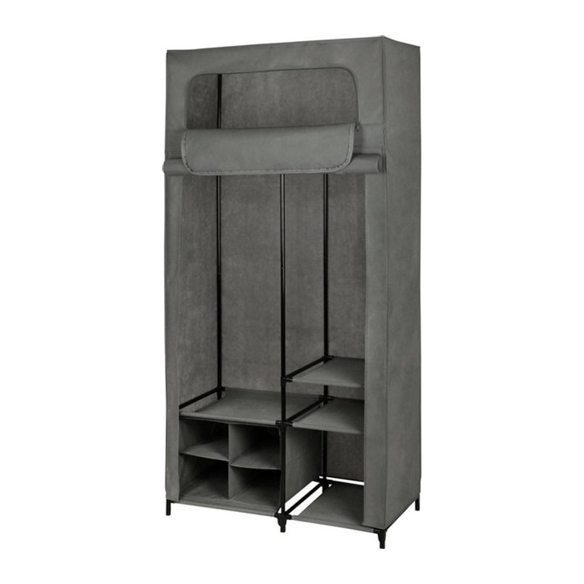 POCOline Kleiderschrank aus Metall und Vlies in Grau, H: 175,5 cm x B: 88 cm x T: 44 cm - Bild 1