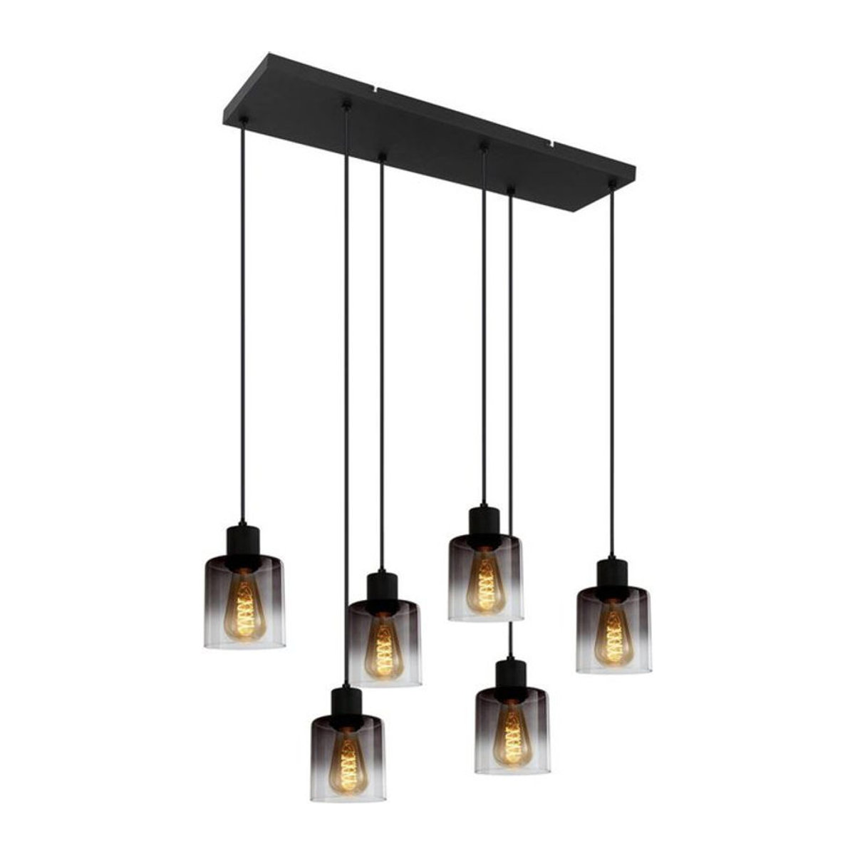 POCOline Pendelleuchte Annie in Schwarz aus Metall und Glas im Industrial Design, E27, 4 Fassungen, B/H/T: 25 x 120 x 77 cm - Bild 1