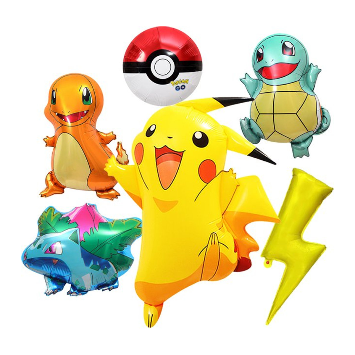 Pokemon Aluminium-Folienballons Pikachu Squirtle und Bulbasaur für Kindergeburtstage und Partydekorationen in Mehrfarbig - Bild 1