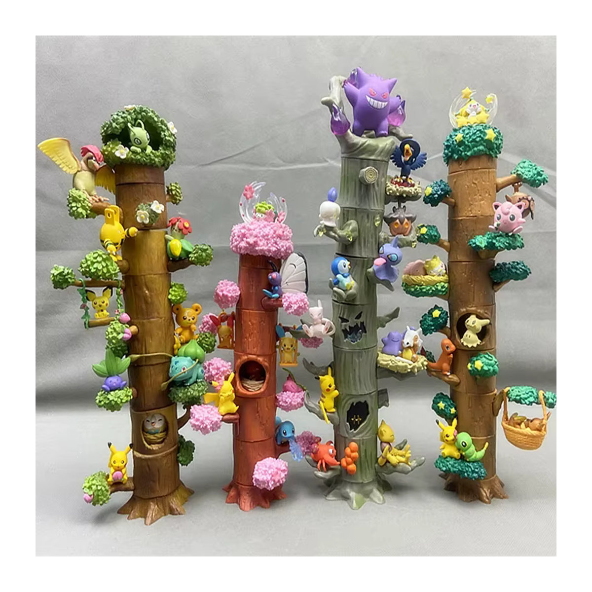 Pokemon Anime Figur Gengar und Pikachu als Baumstumpf Modell aus Kunstharz, mehrfarbig - Bild 2