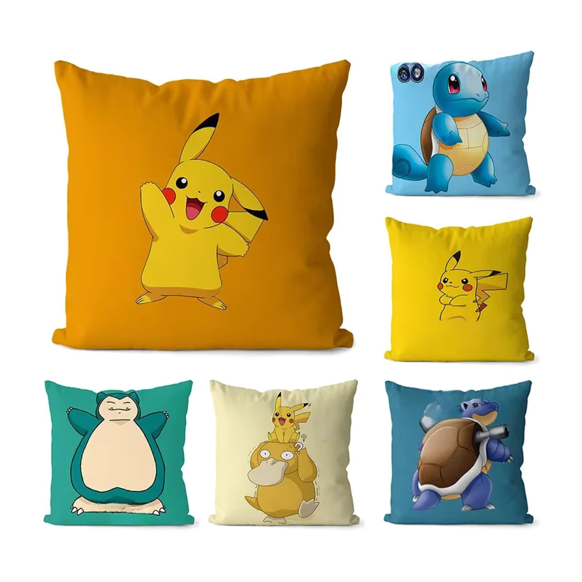 Pokemon Anime Kissenbezug mit Pikachu, Squirtle und Bulbasaur für Sofa oder Auto, B/B/H: 45 x 45 cm - Bild 4