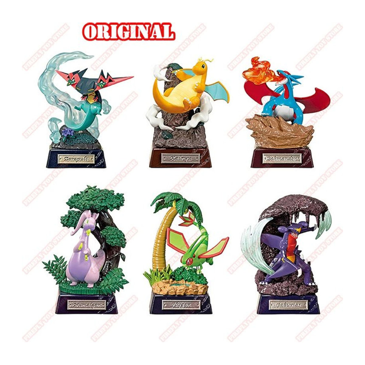 Pokemon Anime Sammelfigur Dragonite und Goodra aus Kunstharz in Orange als dekorative Actionfigur - Bild 1