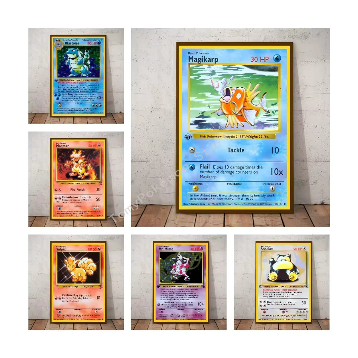 Pokemon Basis Set 1996 Vintage Leinwand Wandbild als Aquarell Poster Druck in Mehrfarbig - Bild 1