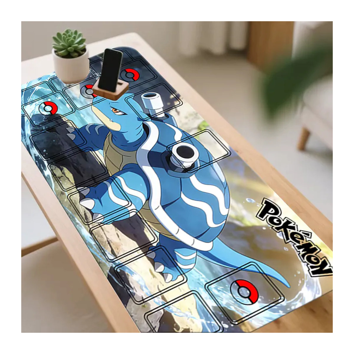 Pokemon Blastoise TCG Spielmatte Gaming-Mauspad mit Kartenzonen in Blau und Bunt aus Gummi - Bild 2