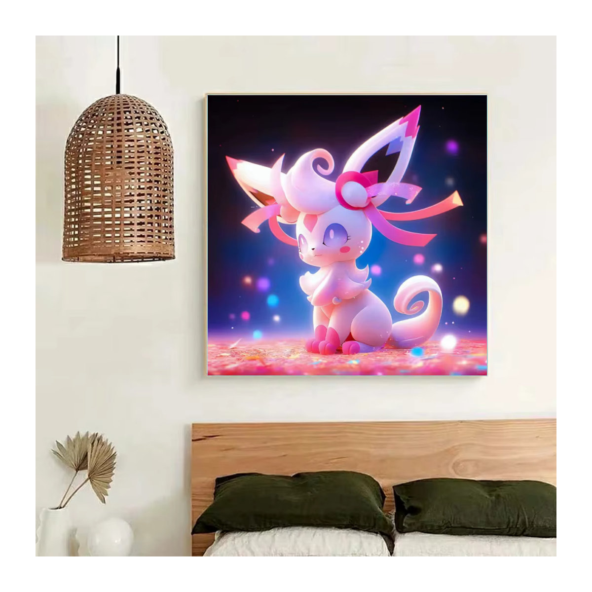 Pokemon DIY Diamantmalerei Set mit Pikachu und Eevee als Mosaik-Stickerei in Mehrfarbig und Rund mit Durchmesser: 30 cm - Bild 2