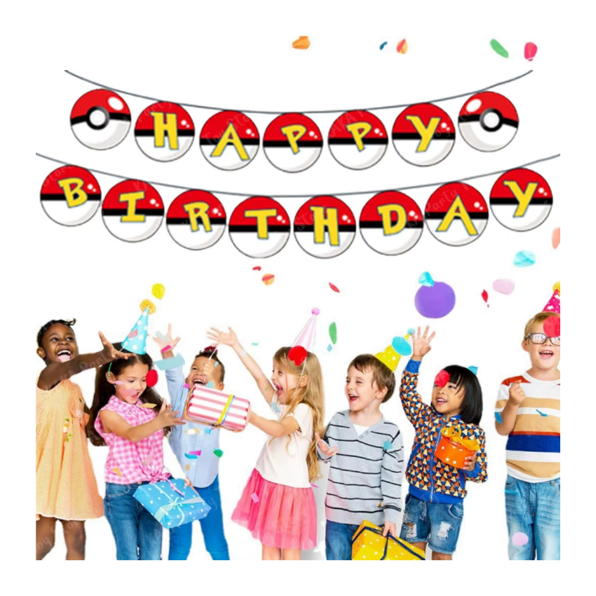 Pokemon Geburtstag Dekoration Set mit 15-teiligem Bunting Banner aus Papier in Mehrfarbig von Takara Tomy - Bild 3