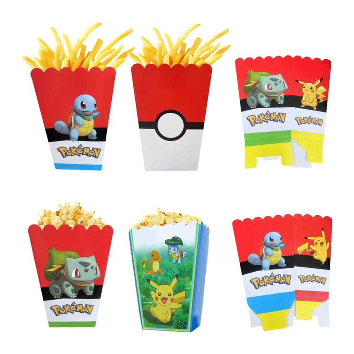 Pokemon Pikachu Popcorn Box aus Papier für Kinder Geburtstagsdekorationen mehrfarbig - Bild 1