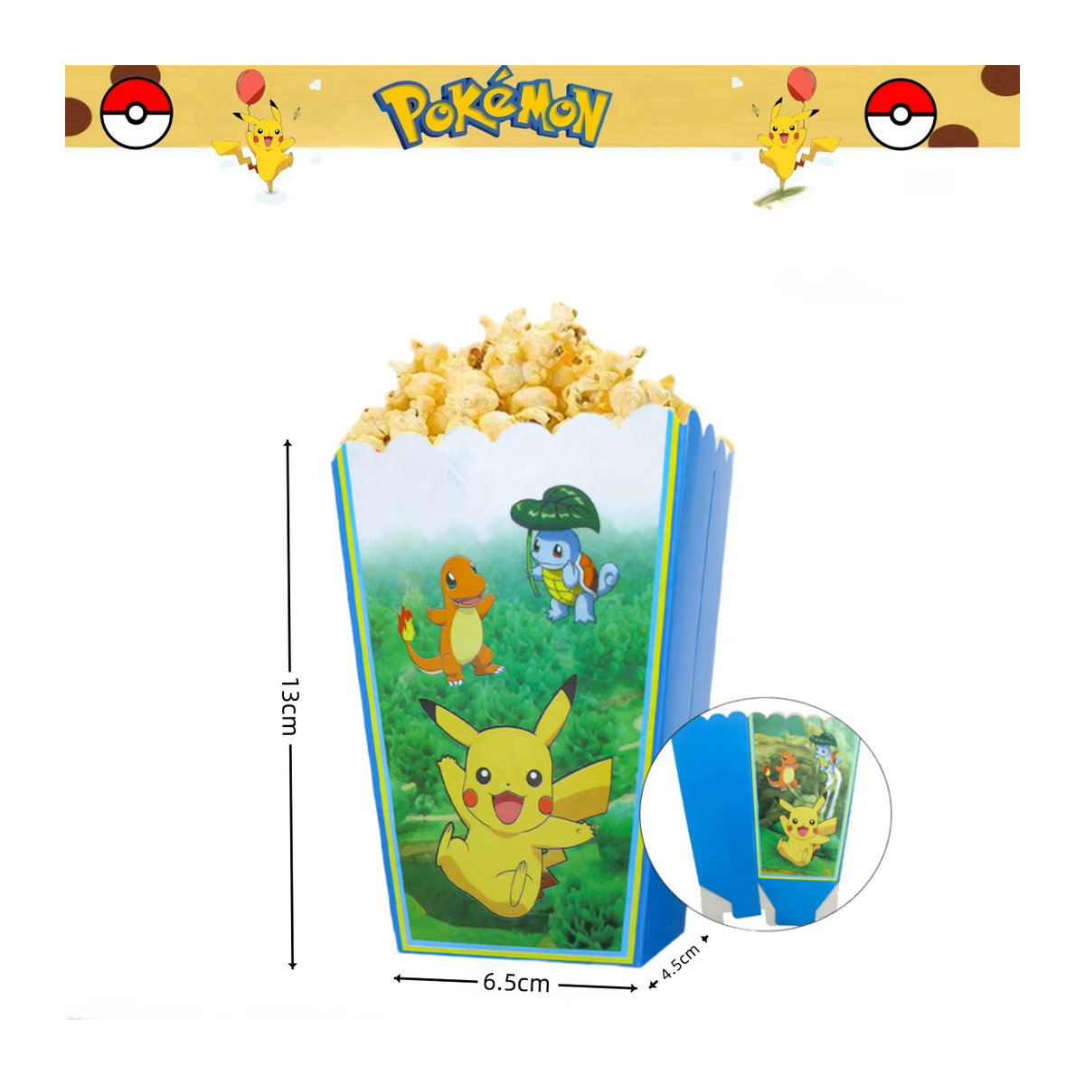 Pokemon Pikachu Popcorn Box aus Papier für Kinder Geburtstagsdekorationen mehrfarbig - Bild 2