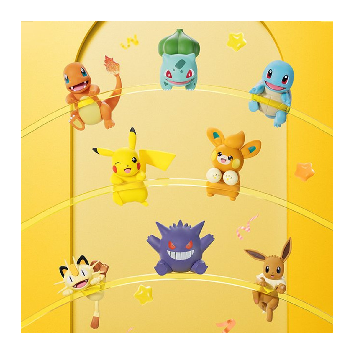 Pokemon Sonny Pup Serie Mini Anime Figuren Pikachu und Gengar aus Kunststoff, mehrfarbig, Desktop- und Auto-Dekoration - Bild 1