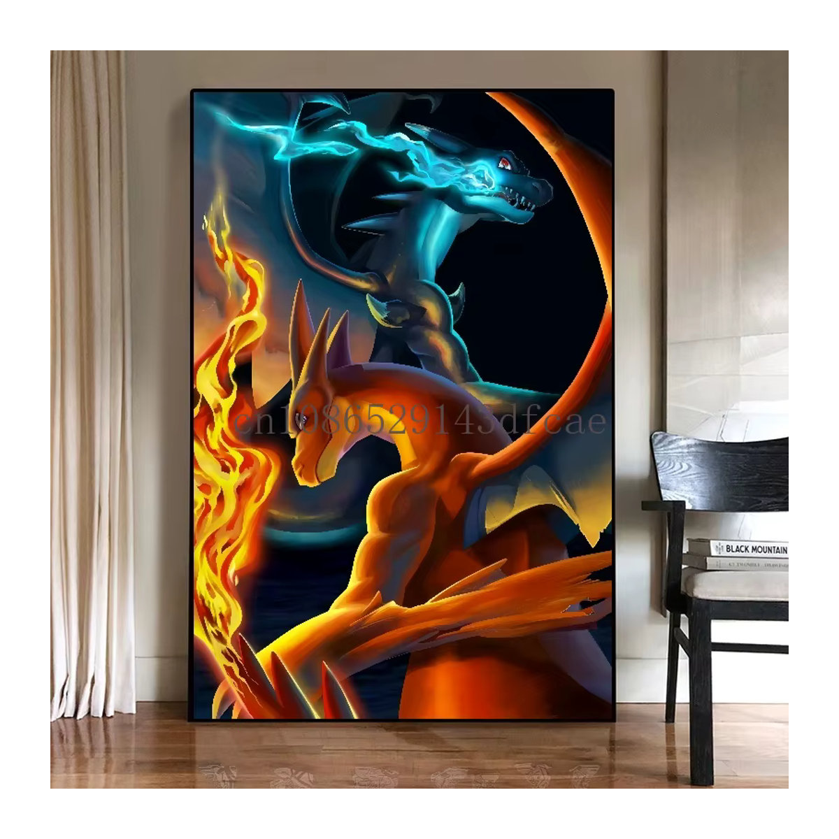 Pokemon Wandbild Charizard und Charmander als Leinwanddruck im Hochformat für dein Kinderzimmer von TAKARA TOMY, mehrfarbig - Bild 1