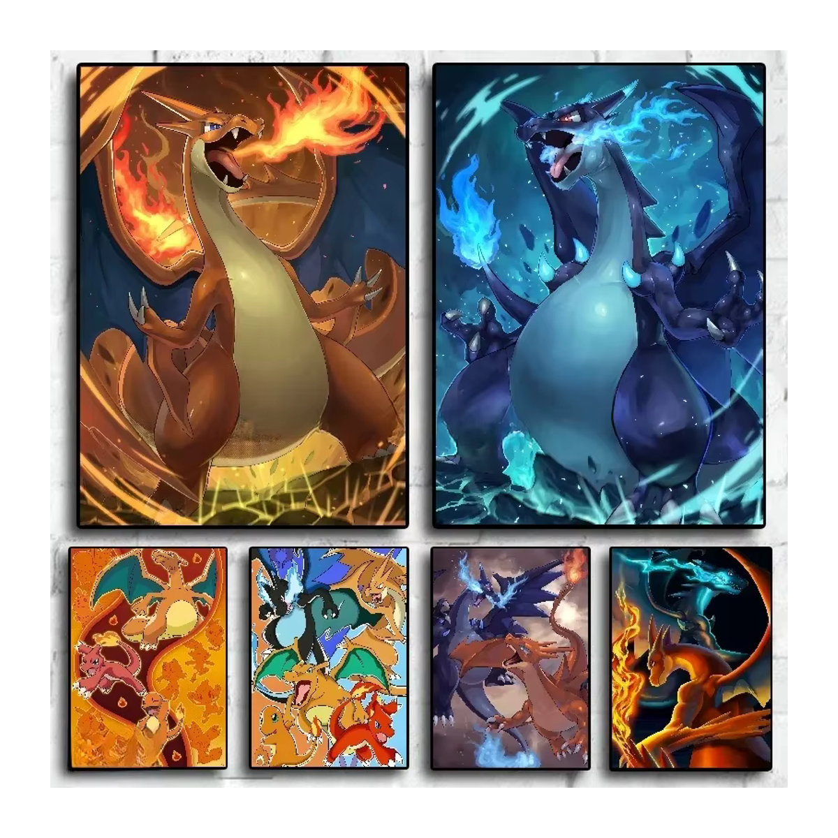 Pokemon Wandbild Charizard und Charmander als Leinwanddruck im Hochformat für dein Kinderzimmer von TAKARA TOMY, mehrfarbig - Bild 2