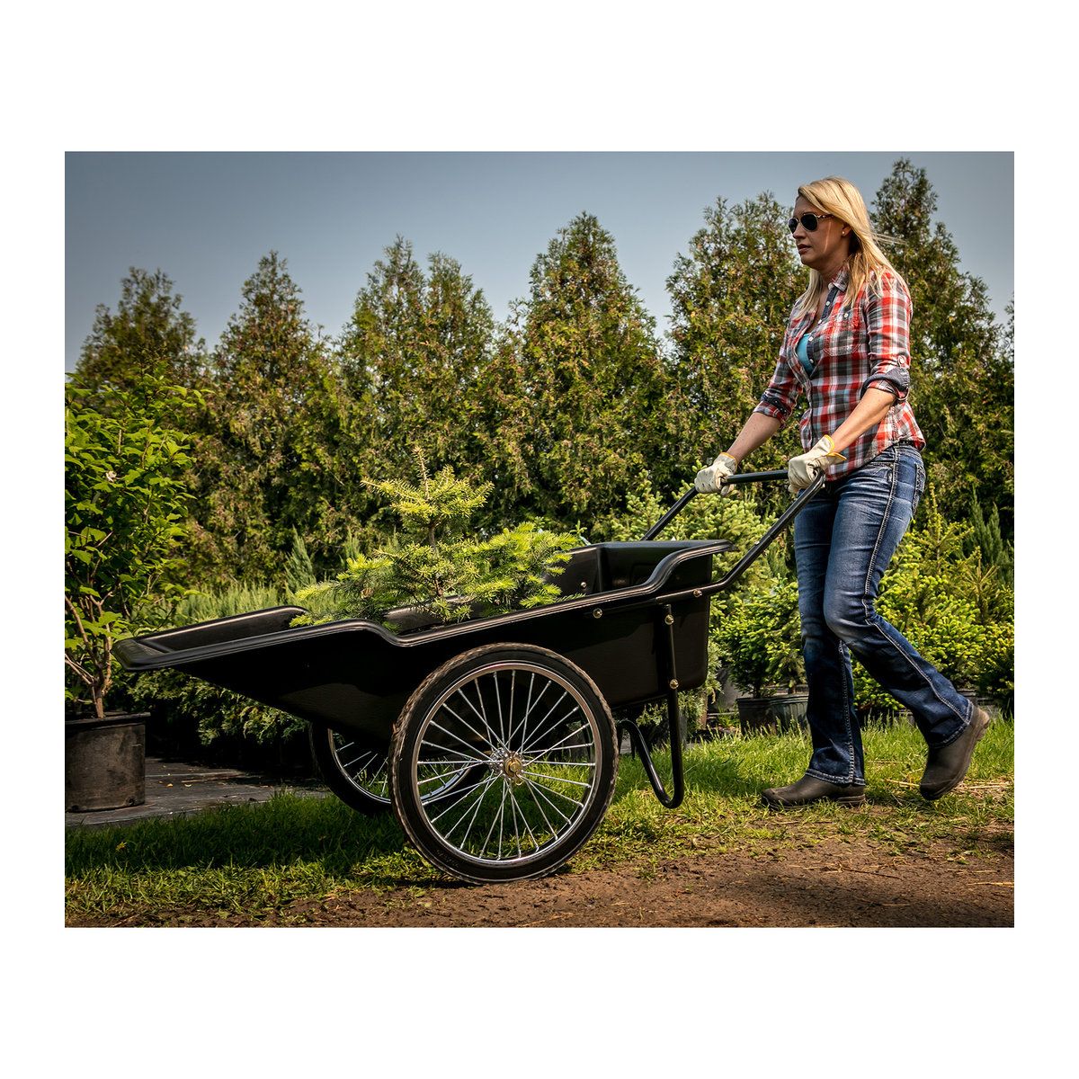 Polar Schubkarre Premium Schwarz 283 l aus Kunststoff und Stahl mit Gummi Rad B/T/H: 165 x 74 x 74 cm - Bild 3