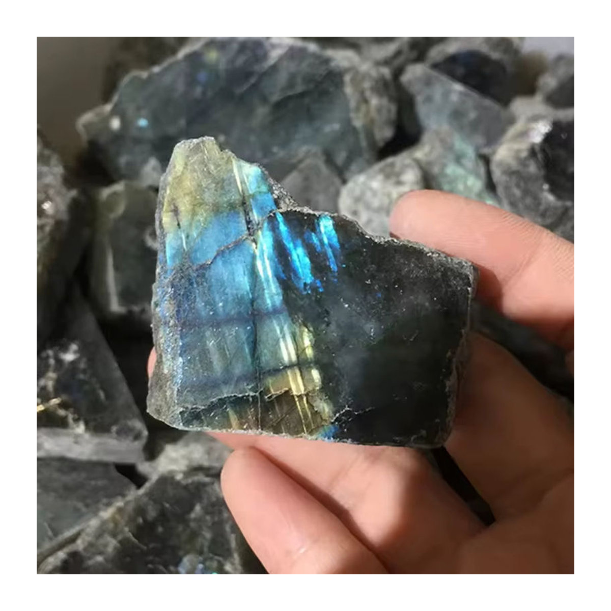 Polierte Labradorit-Scheibe von CrystalHola in Mehrfarbig, unregelmäßiger natürlicher Labradorit-Stein zur Dekoration - Bild 3