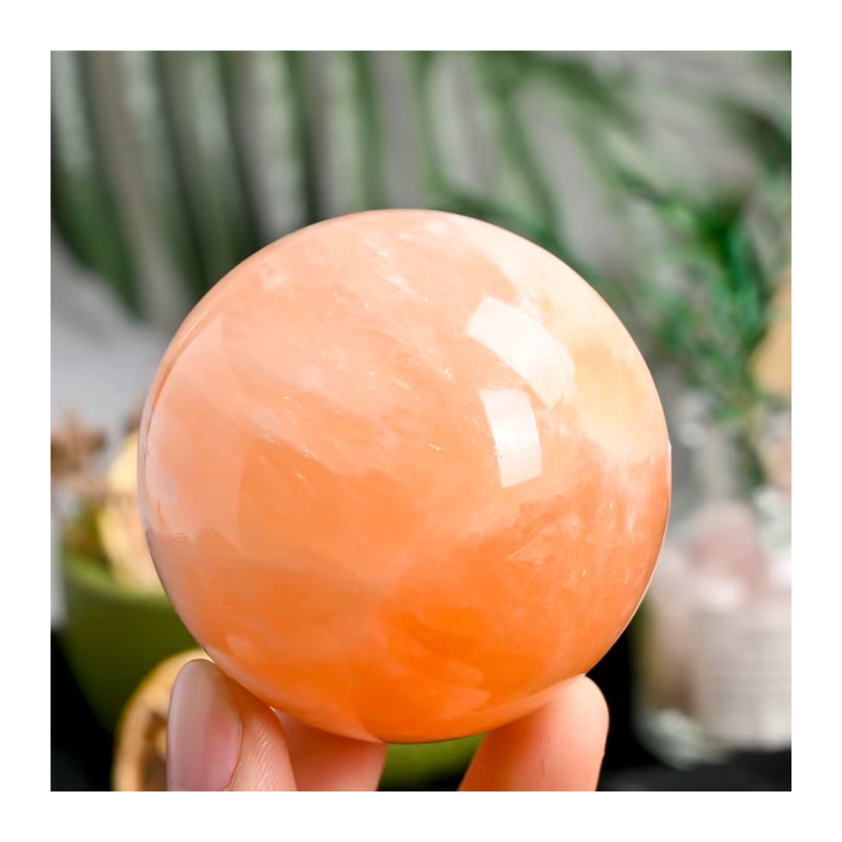 Polierte orangefarbene Selenit-Steinkugel als dekorativer Kristall für deine Sammlung - Bild 6
