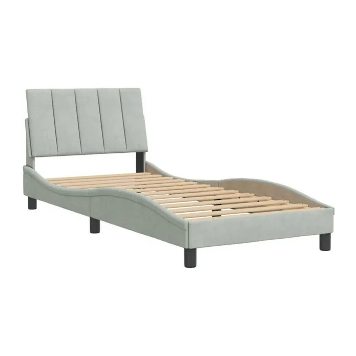 Polsterbett hanko von Vidaxl in Grau aus Samt, Metall und Holzwerkstoff, B/T/H: 80 x 200 cm - Bild 1